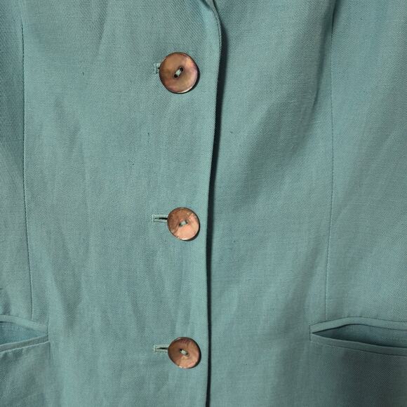 Sigrid Olsen Womens Teal Turquoise Size 8 Long-Line Fitted Blazer Jacket Lined - Picture 16 of 16